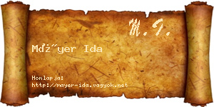 Máyer Ida névjegykártya